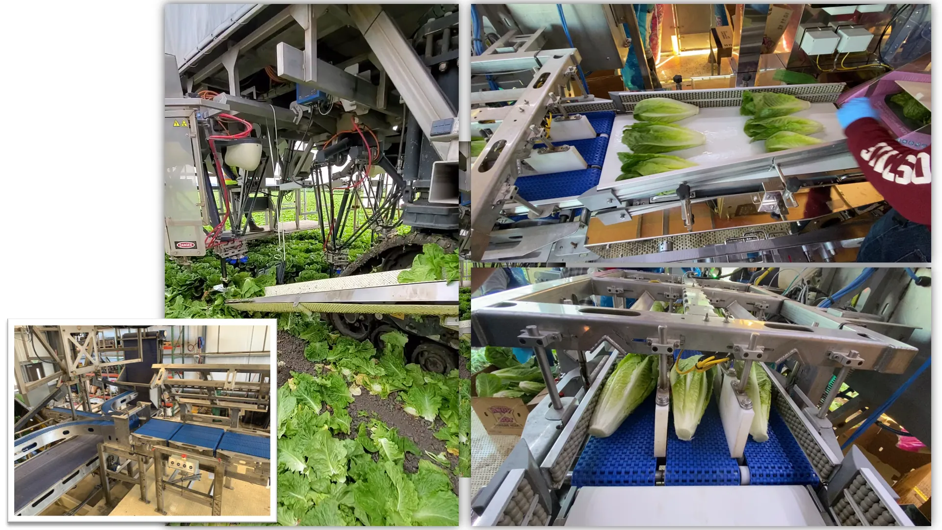 Drives running on production lines, shown in four videos.
