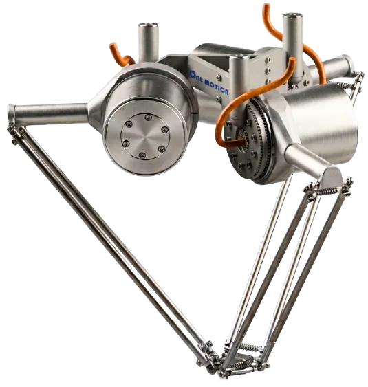 One Motion Delta Robot in stainless steel with a direct drive on each arm