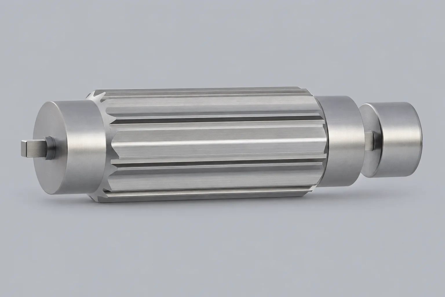 PulleyDrive: a ribbed stainless steel powered pulley with shaft ends for mounting at both sides